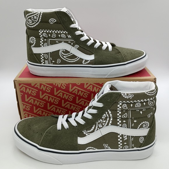 Vans Other - Vans Sk8-Hi Peace Paisley Grape Leaf Green High Top Shoes Mens 9 Womens 10.5 New